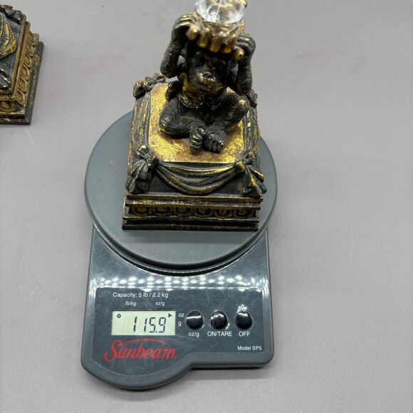 Vintage Elephant Monkey Trinket Boxes British Colonial Resin Gilded Velvet Lined - Picture 10 of 12